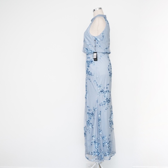 Adrianna‎ Papell - Sleeveless Floral Sequin Lightweight Mesh Gown - Picture 6 of 12